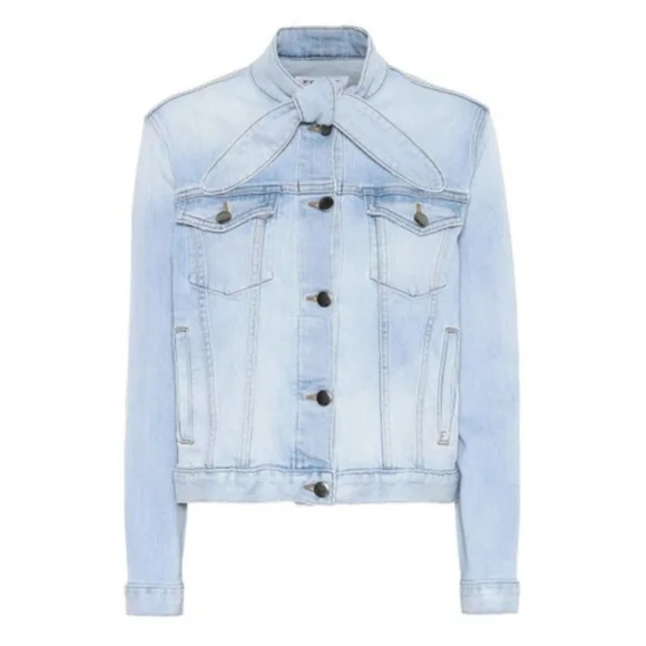 FRAME // le tie neck button front slim fit soft stretch denim jacket littleton - Picture 9 of 16